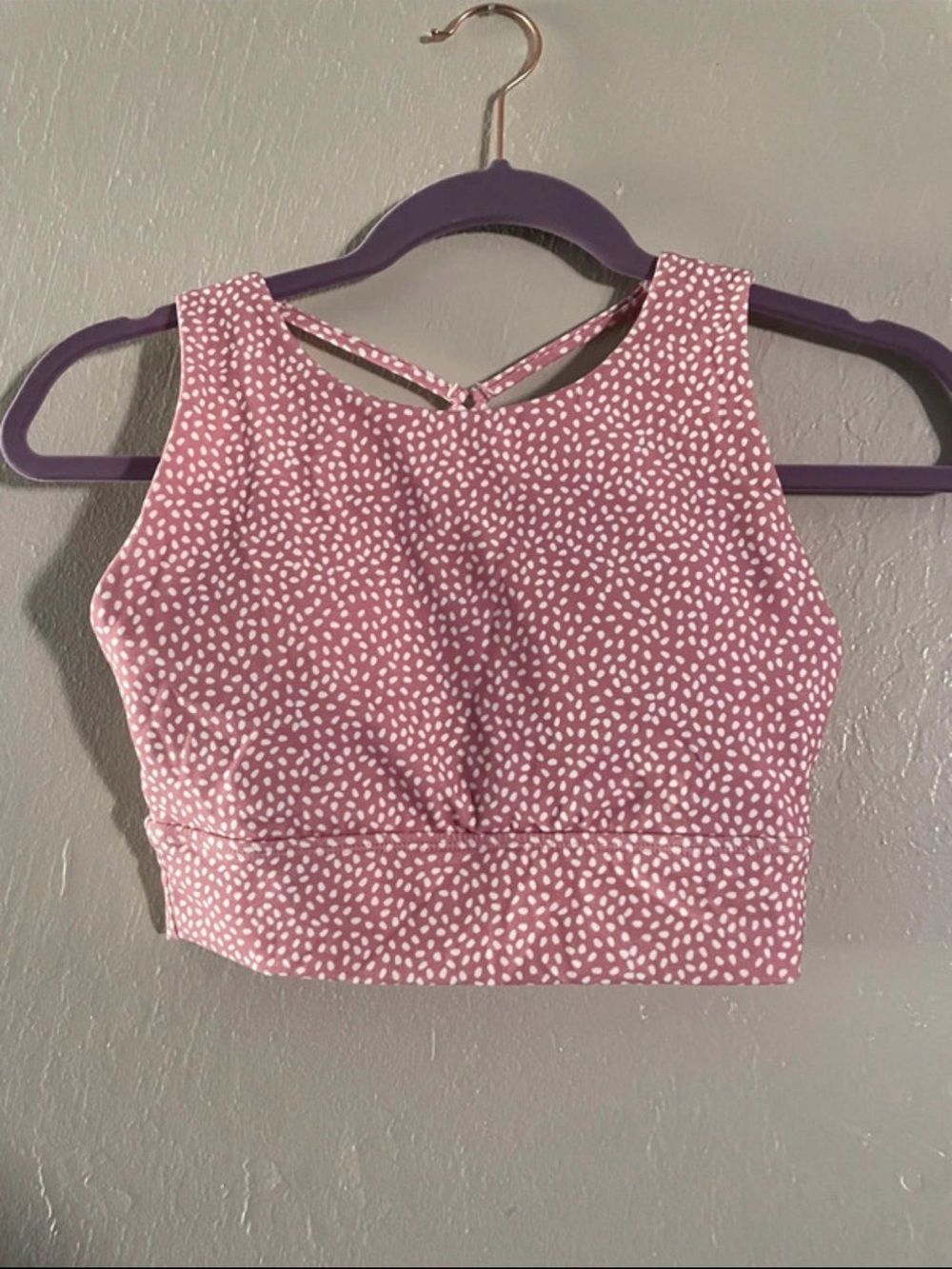 Buff Bunny Women’s Pink Dotted Strappy Back Sports Bra size XS